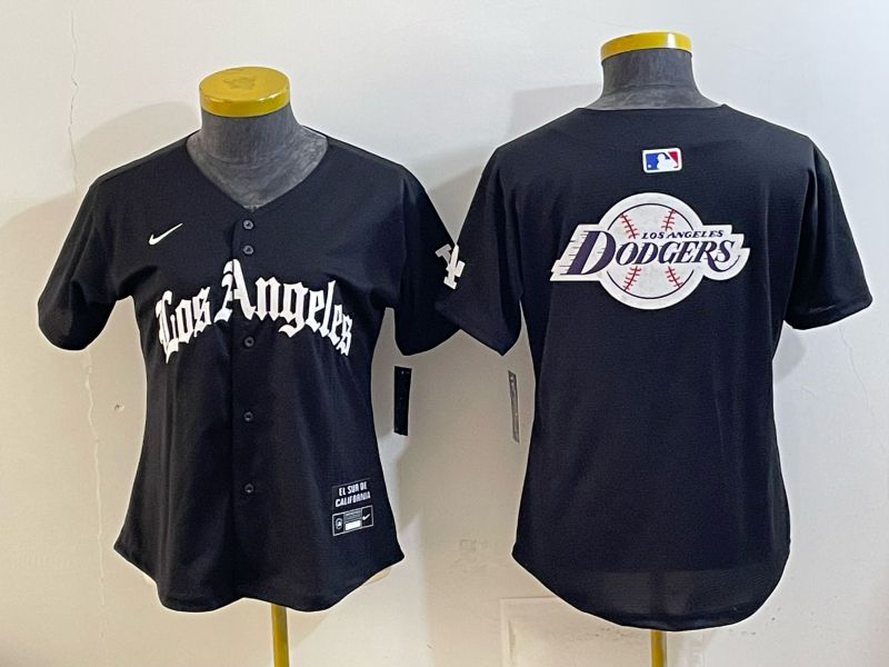 Women 2026 Los Angeles Dodgers Blank Black Game Nike MLB Jersey style 0029->women mlb jersey->Women Jersey